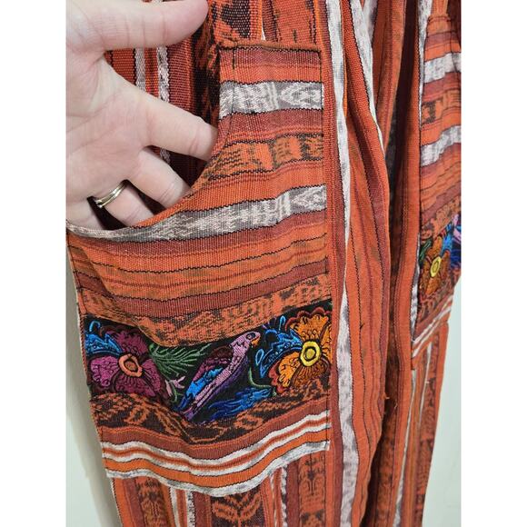 VINTAGE Women's Guatemalan Huipil Tapestry Floral Overalls Jumpsuit M Hippie - Picture 8 of 15